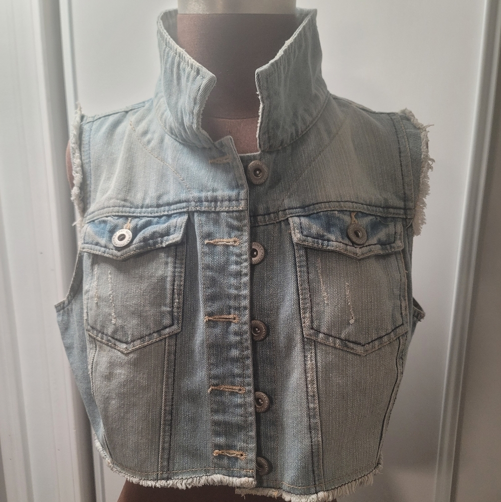 Highway jeans XL cropped distressed  denim vest